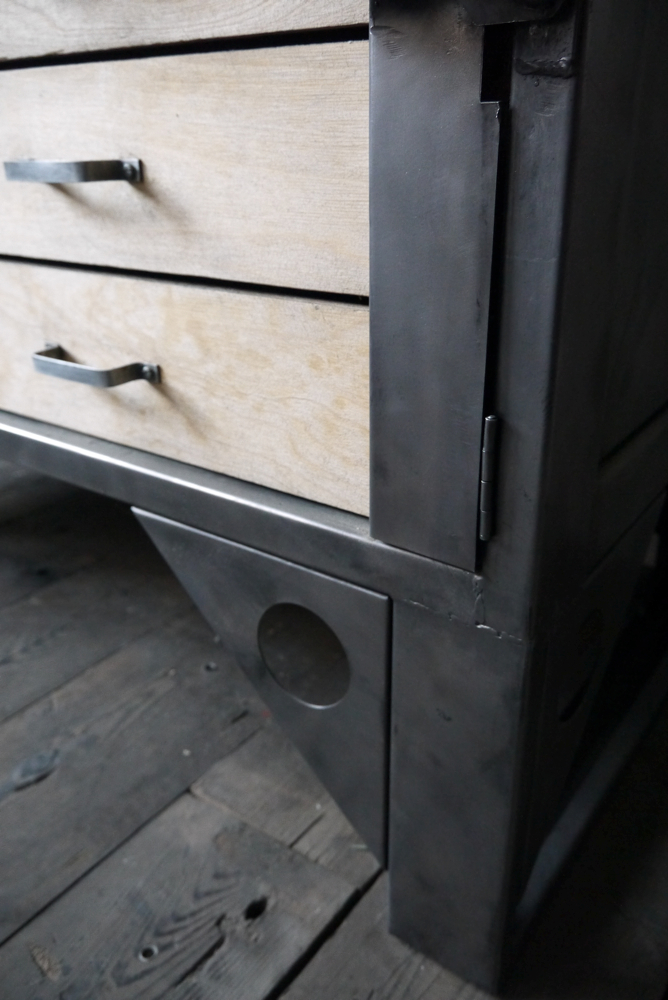 Grand etabli industriel bureau metal et bois – Image 12