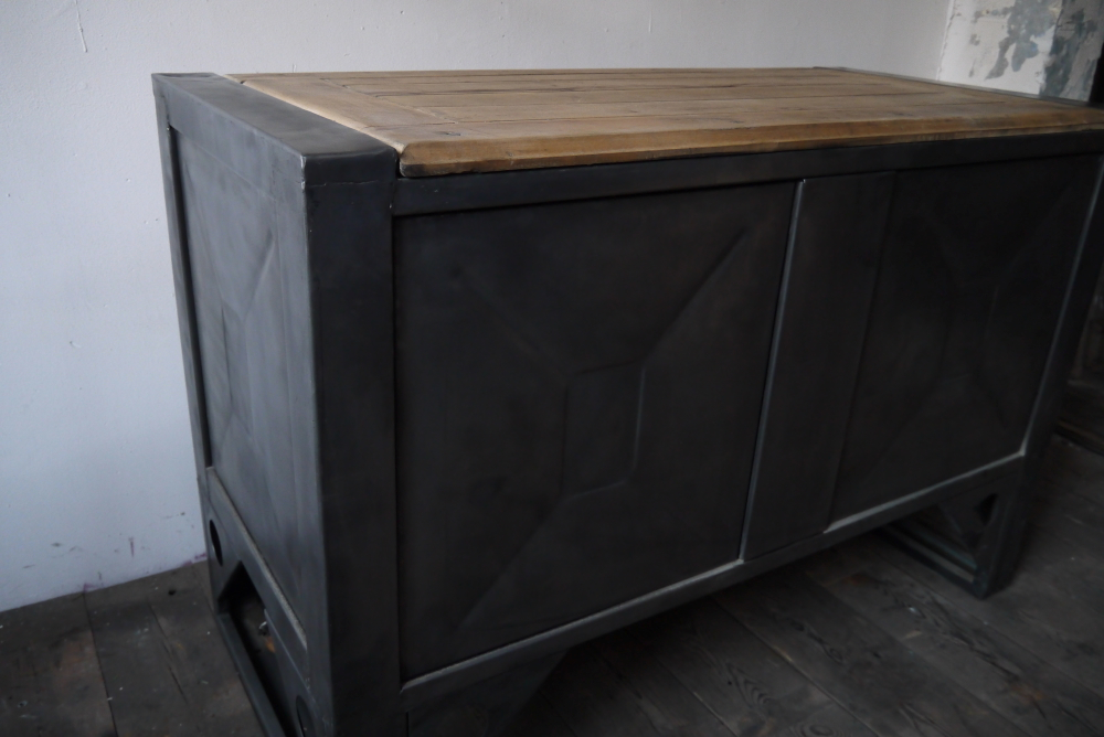 Grand etabli industriel bureau metal et bois – Image 15