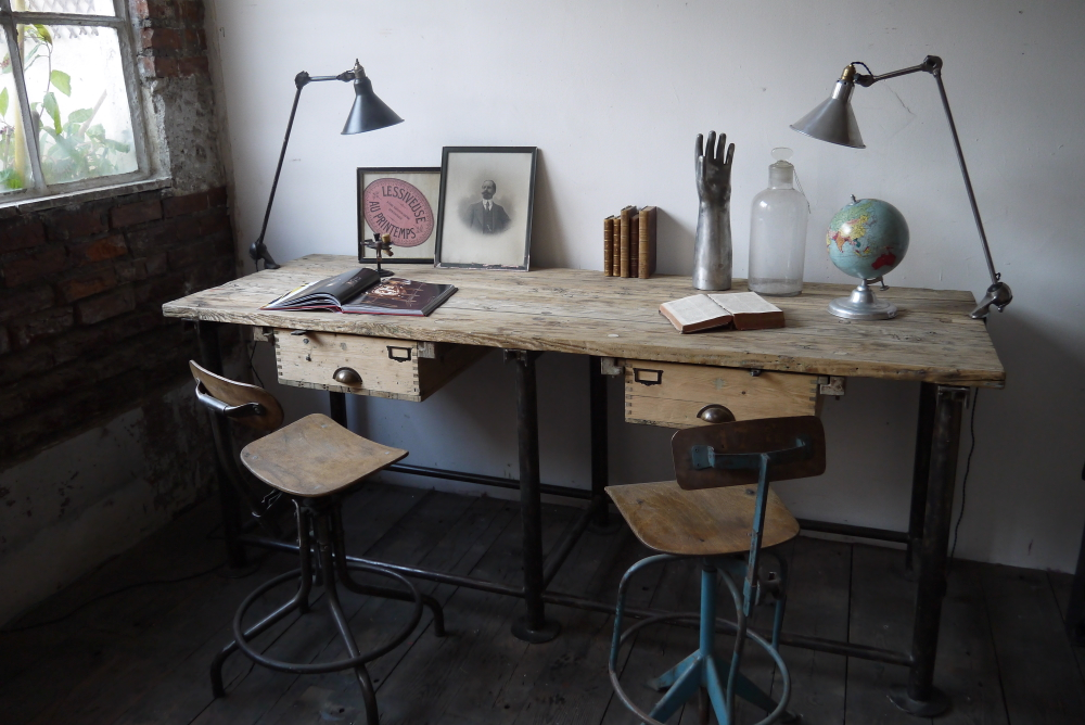 chaise haute atelier industrielle Bienaise metal et bois – Image 11