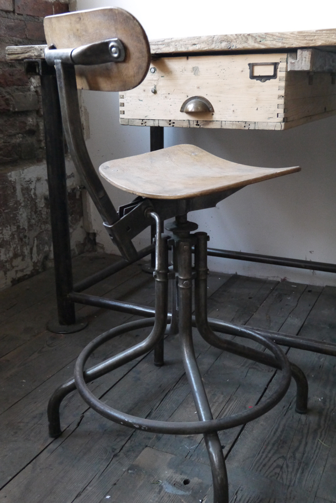 chaise haute atelier industrielle Bienaise metal et bois – Image 2