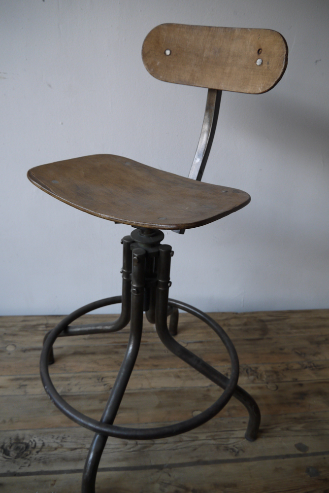 chaise haute atelier industrielle Bienaise metal et bois – Image 4