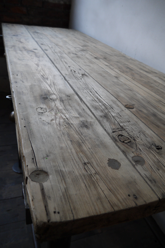 bureau industriel double poste de travail metal et bois – Image 14