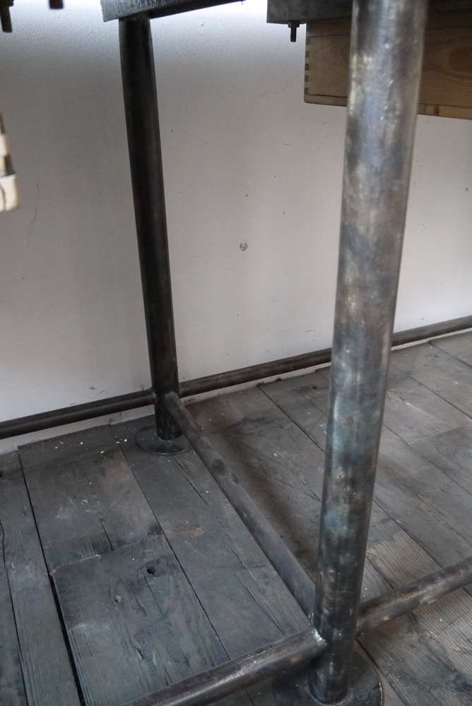 bureau industriel double poste de travail metal et bois – Image 17