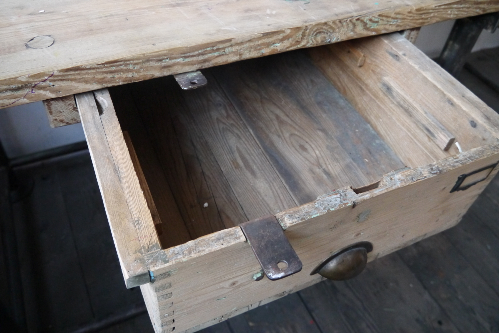 bureau industriel double poste de travail metal et bois – Image 18