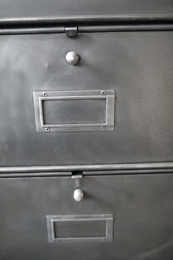 meuble console 8 casiers industriel clapet Roneo plateau chene massif – Image 8