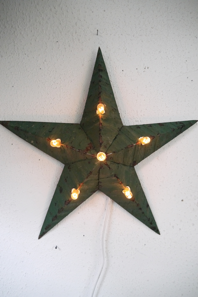 etoile de grange lumineuse Amish zinc verte 55 cm – Image 2