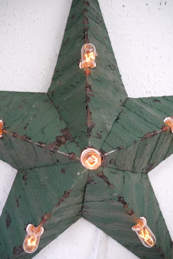 etoile de grange lumineuse Amish zinc verte 55 cm – Image 3
