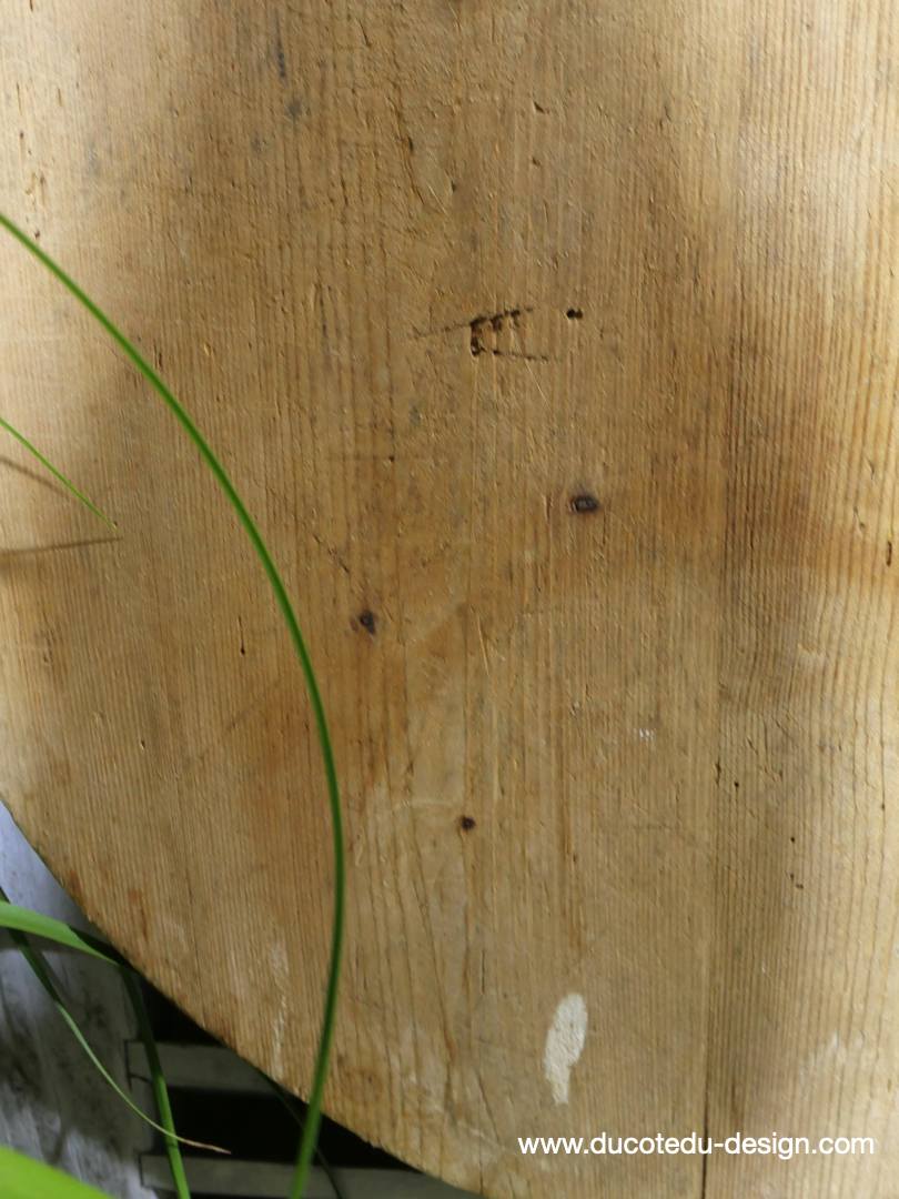 ancienne planche a decouper ronde en bois – Image 7