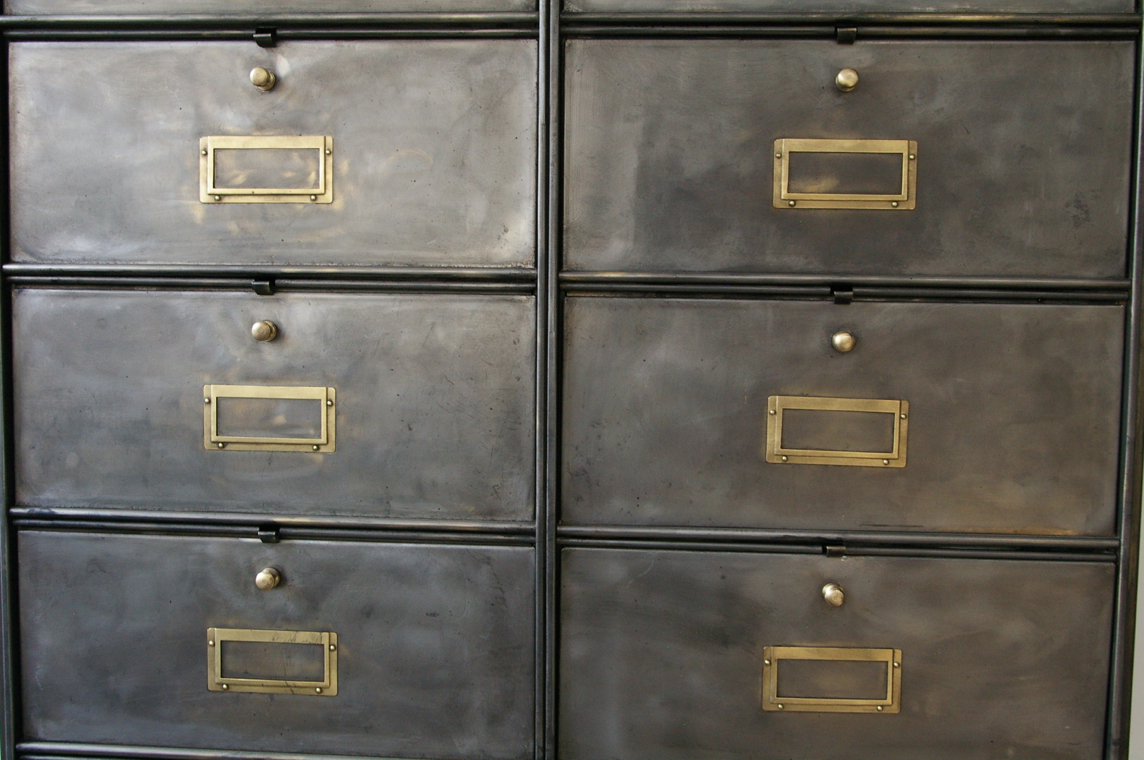 ancien grand meuble 20 casiers industriel a clapet Roneo 1940 – Image 10