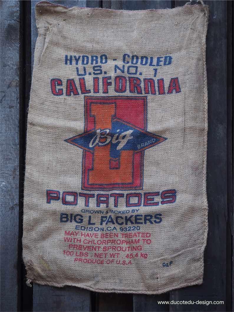 Ancien sac à pomme de terre americain, déco vintage USA – Image 2
