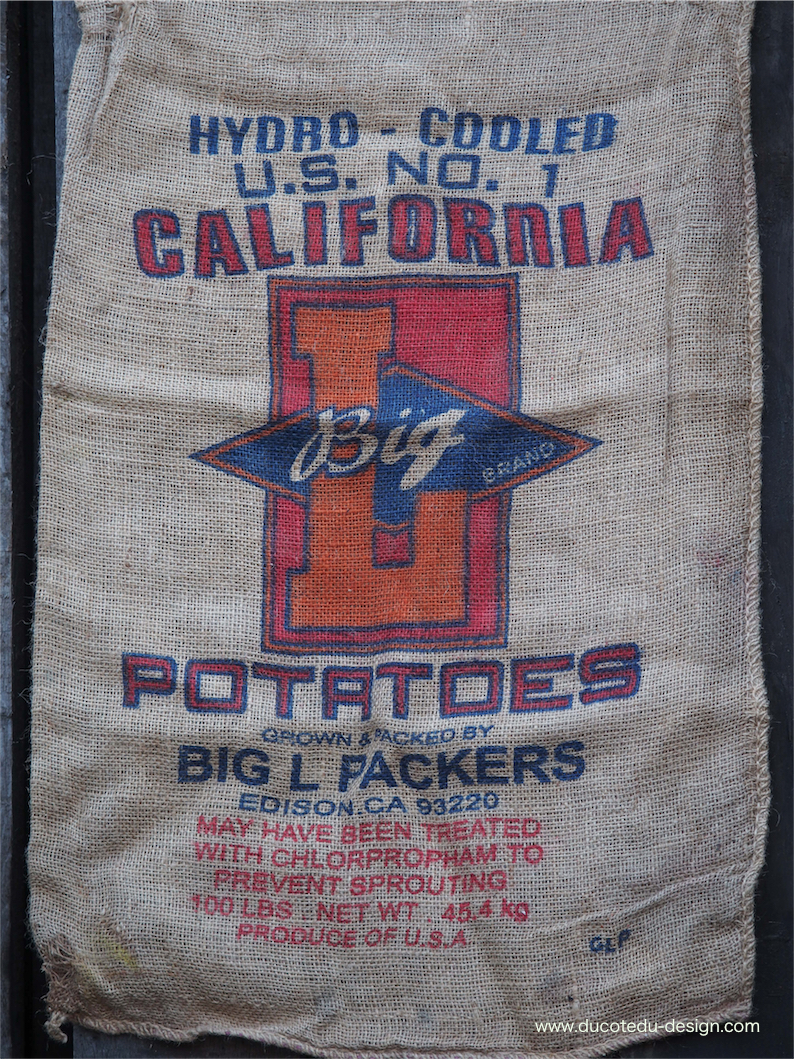 Ancien sac à pomme de terre americain, déco vintage USA – Image 3