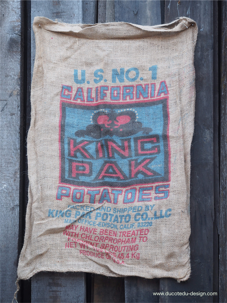 Ancien sac à pomme de terre americain, déco vintage USA – Image 2