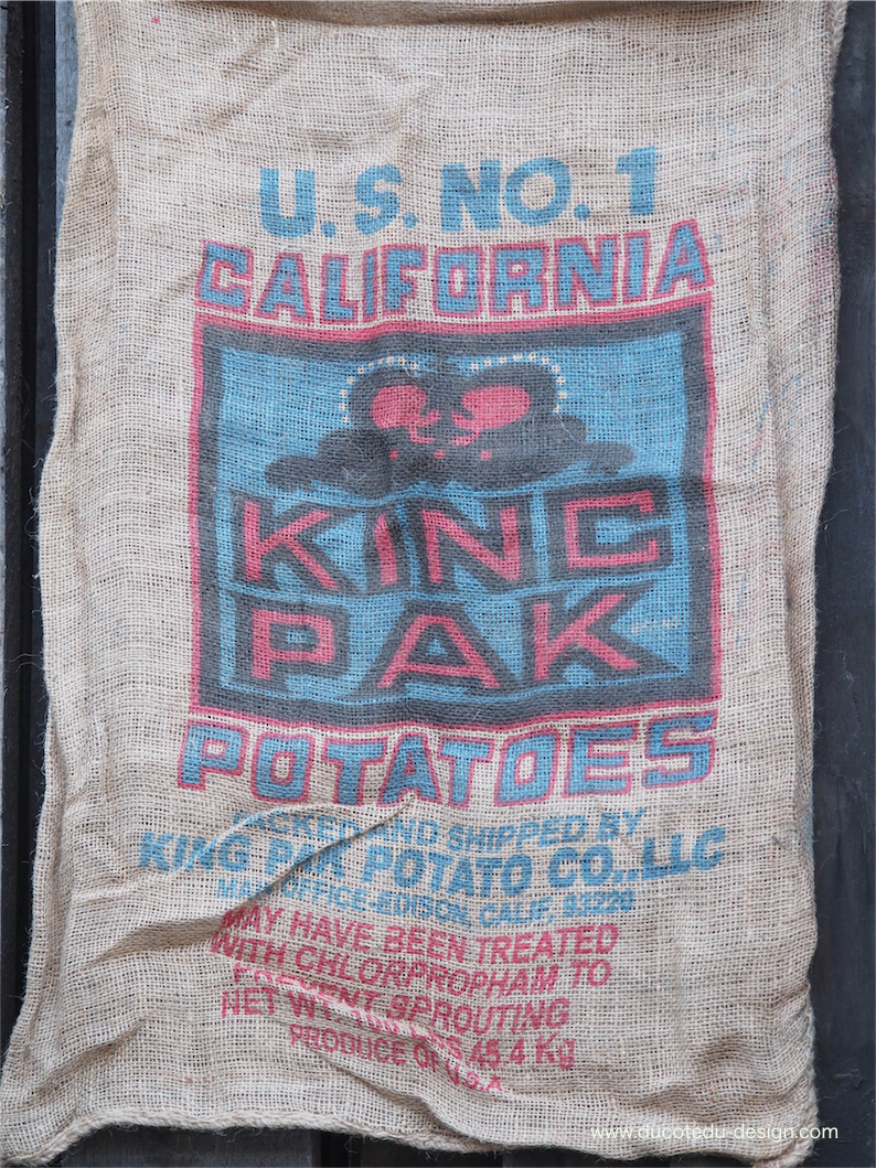 Ancien sac à pomme de terre americain, déco vintage USA – Image 3