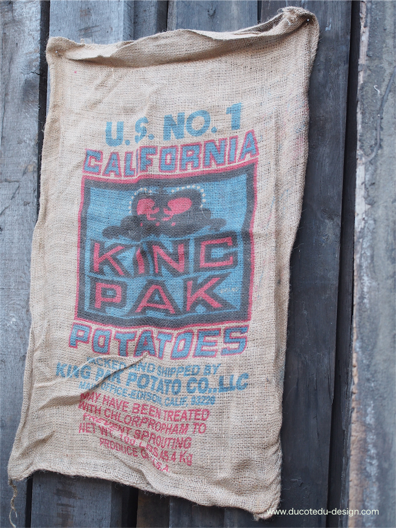 Ancien sac à pomme de terre americain, déco vintage USA – Image 5