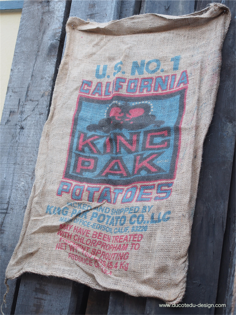 Ancien sac à pomme de terre americain, déco vintage USA – Image 6