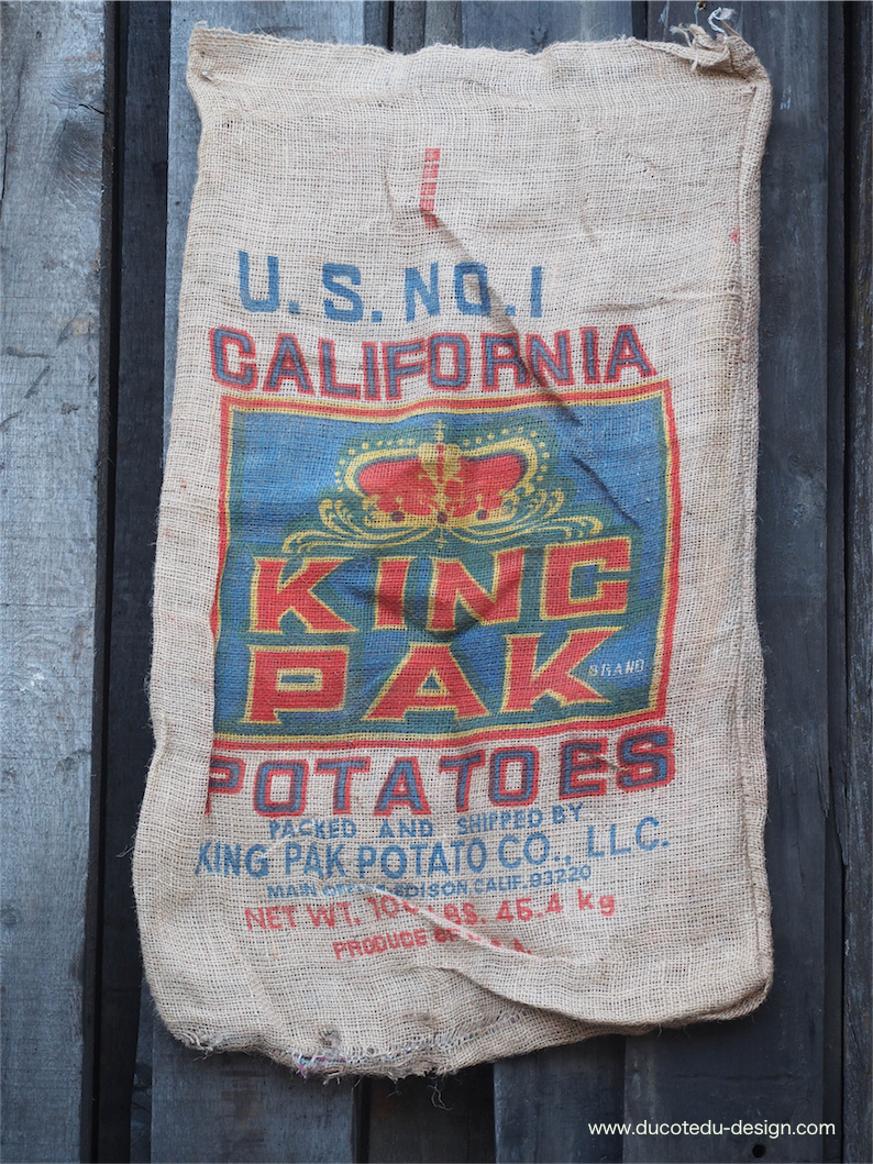 Ancien sac à pomme de terre americain, déco vintage USA – Image 2