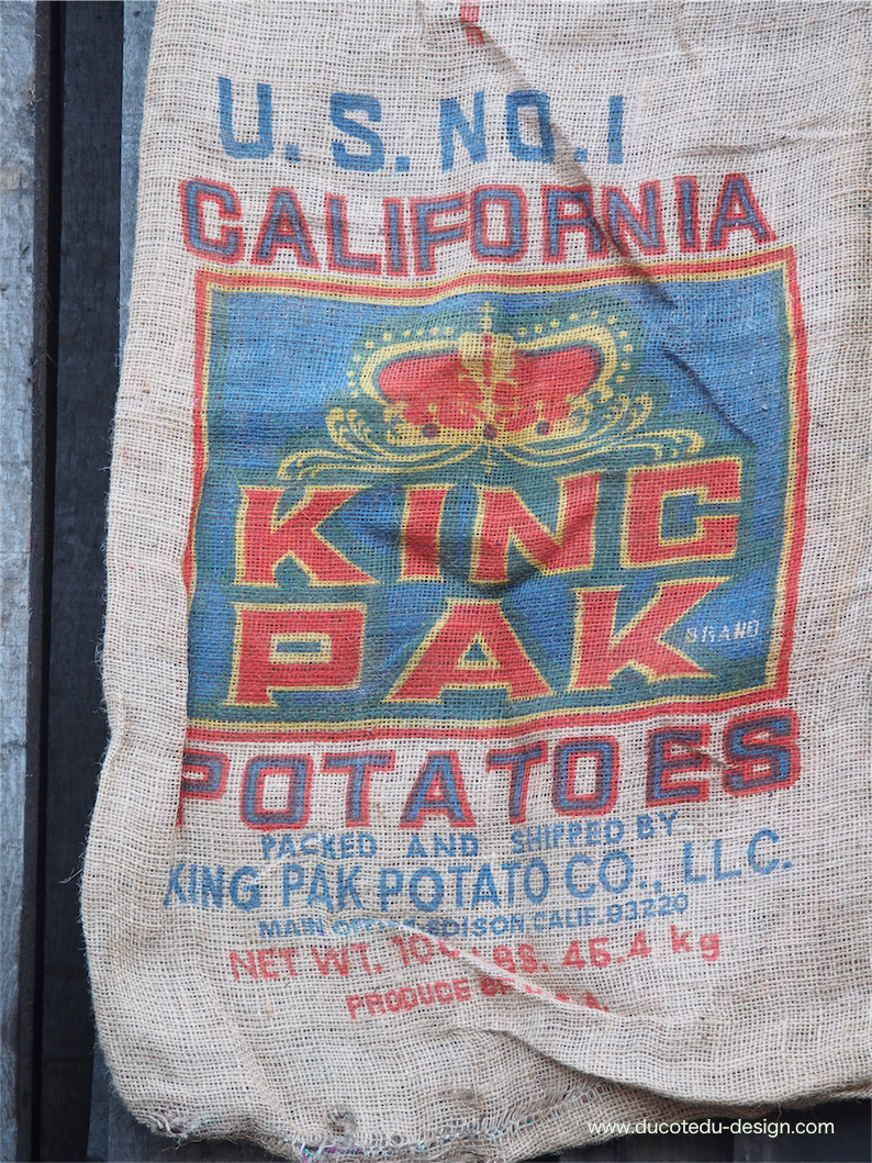 Ancien sac à pomme de terre americain, déco vintage USA – Image 3