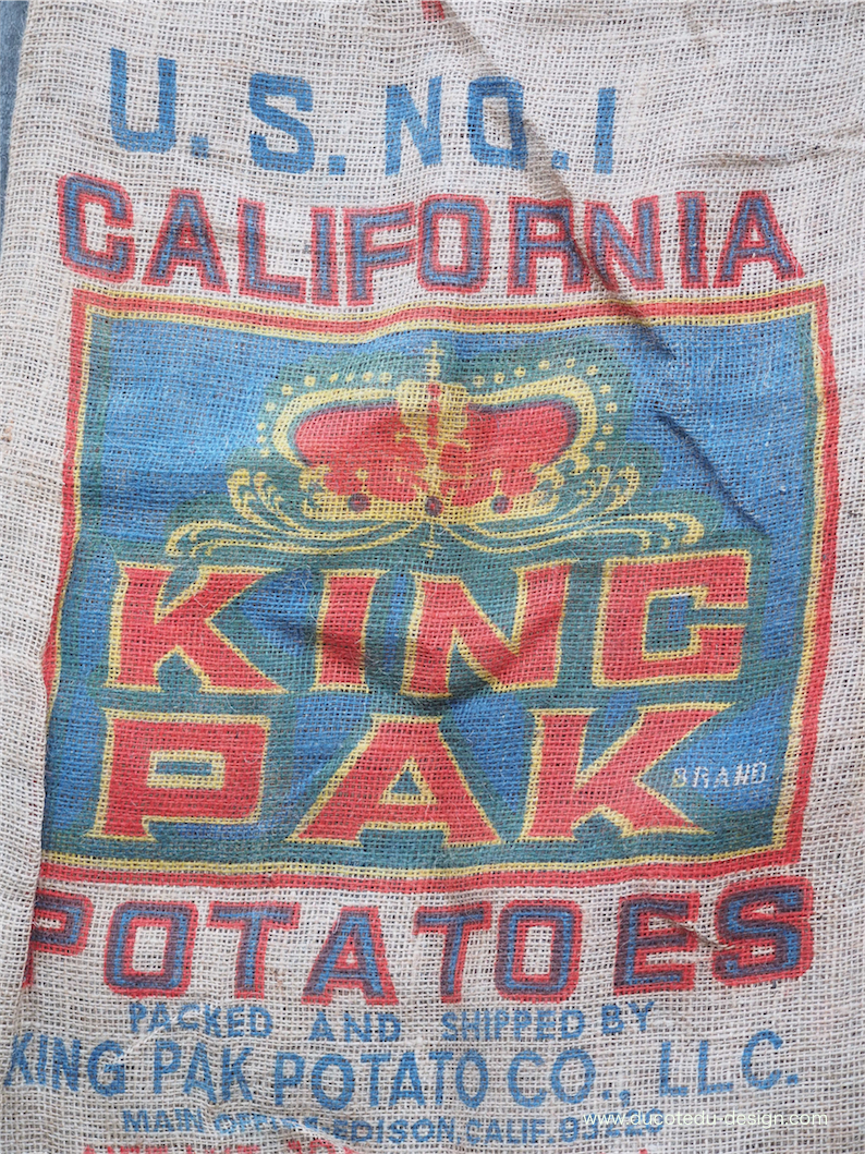 Ancien sac à pomme de terre americain, déco vintage USA – Image 4