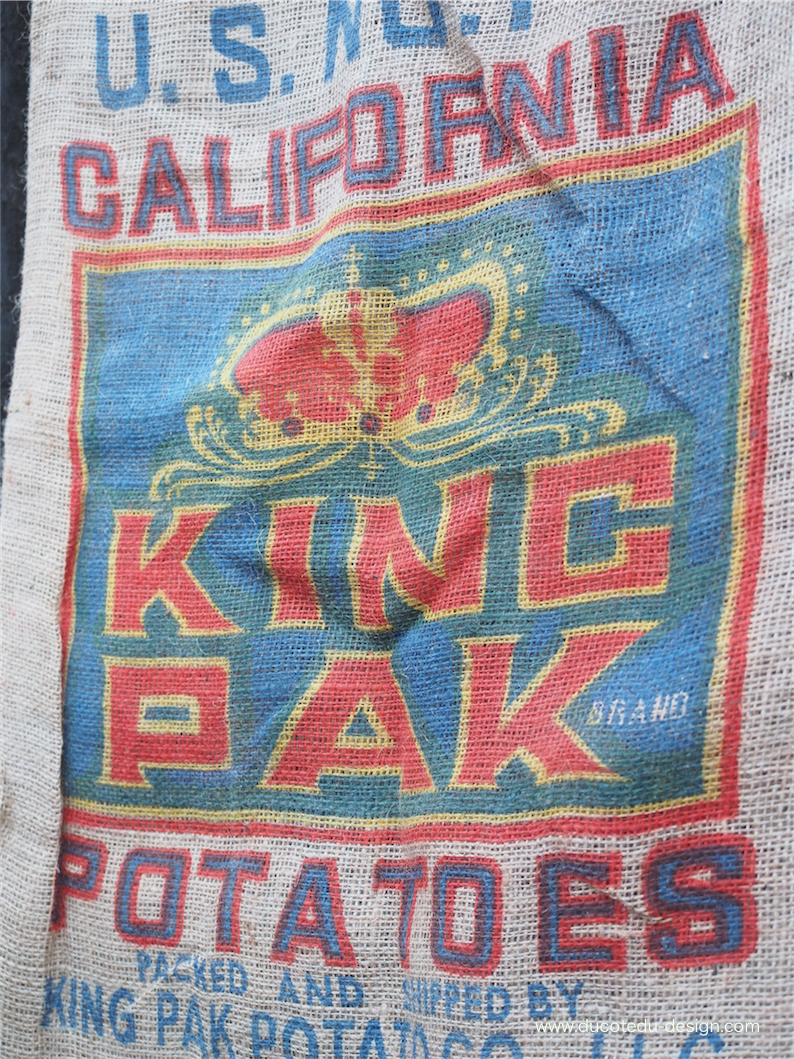 Ancien sac à pomme de terre americain, déco vintage USA – Image 5