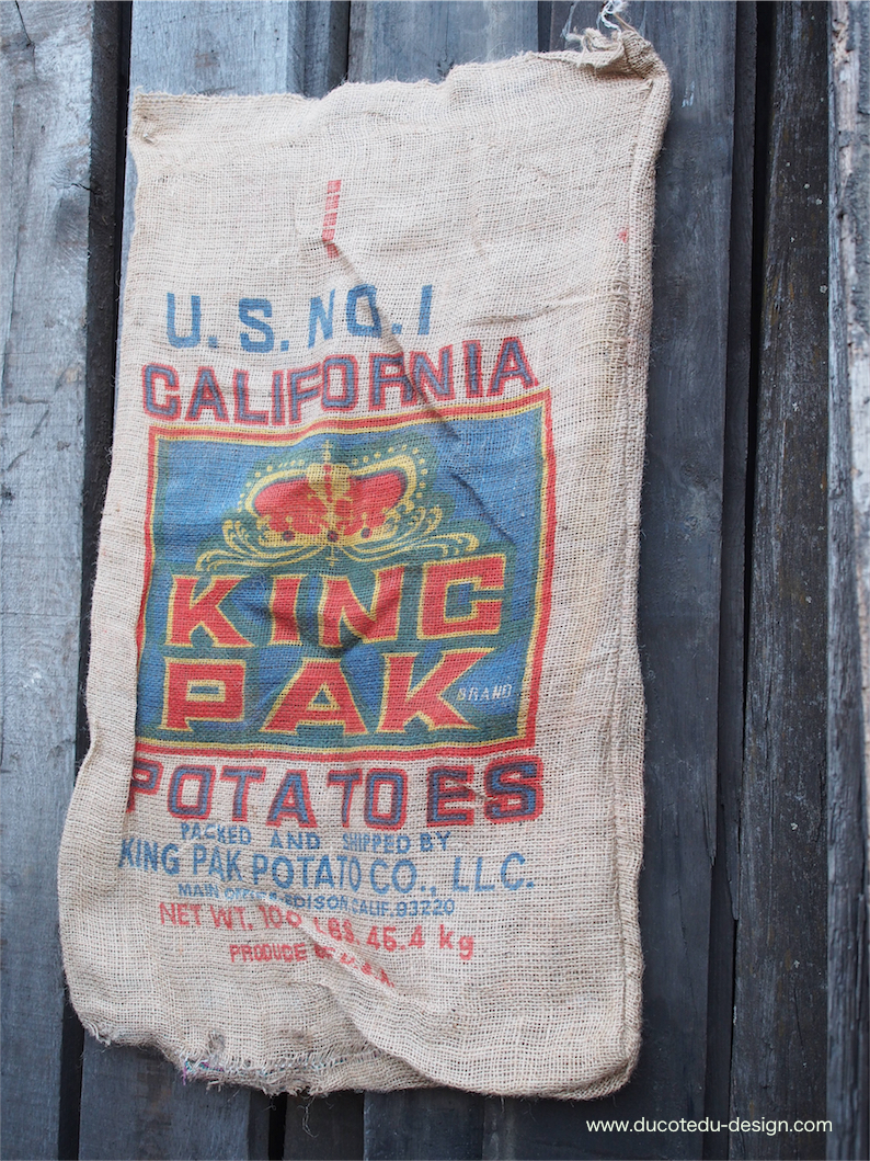 Ancien sac à pomme de terre americain, déco vintage USA – Image 6