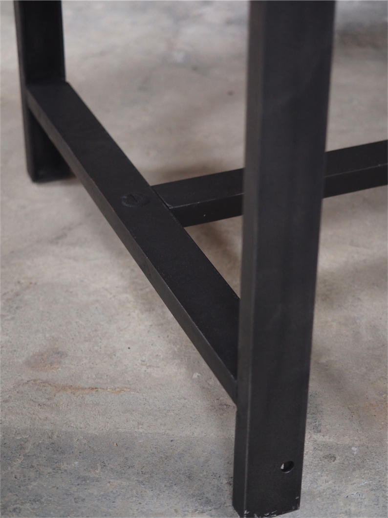 Table ou bureau metal industriel militaire plateau bois massif – Image 8