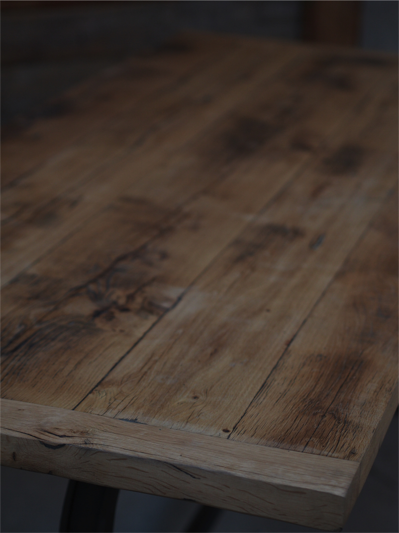 grande table industrielle plateau chene massif pietement fonte – Image 10