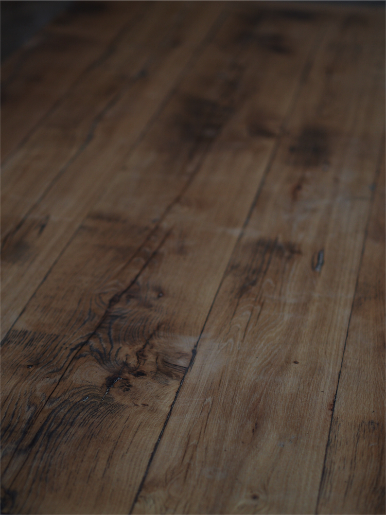 grande table industrielle plateau chene massif pietement fonte – Image 11