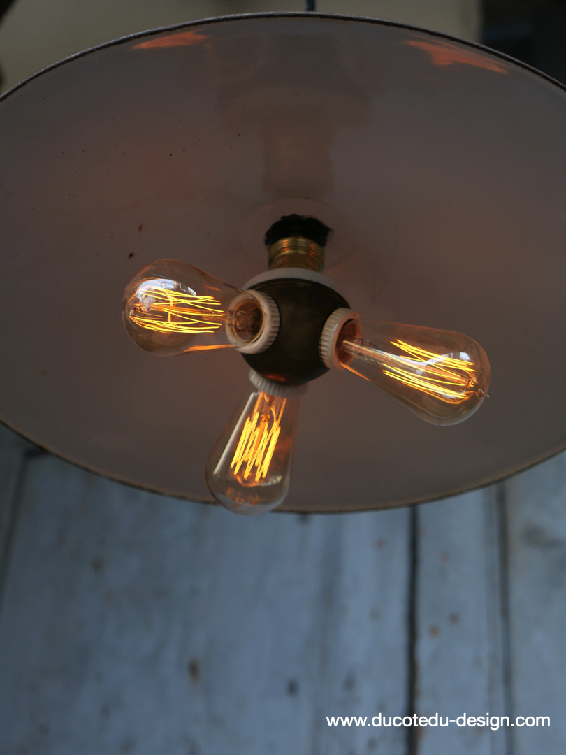 abat jour tres grand Americain lampe industrielle americaine systeme benjamin 3 light – Image 9