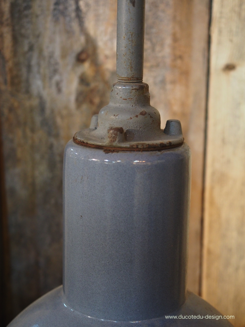 suspension abat jour emaillee gris lampe industrielle bauhaus – Image 7
