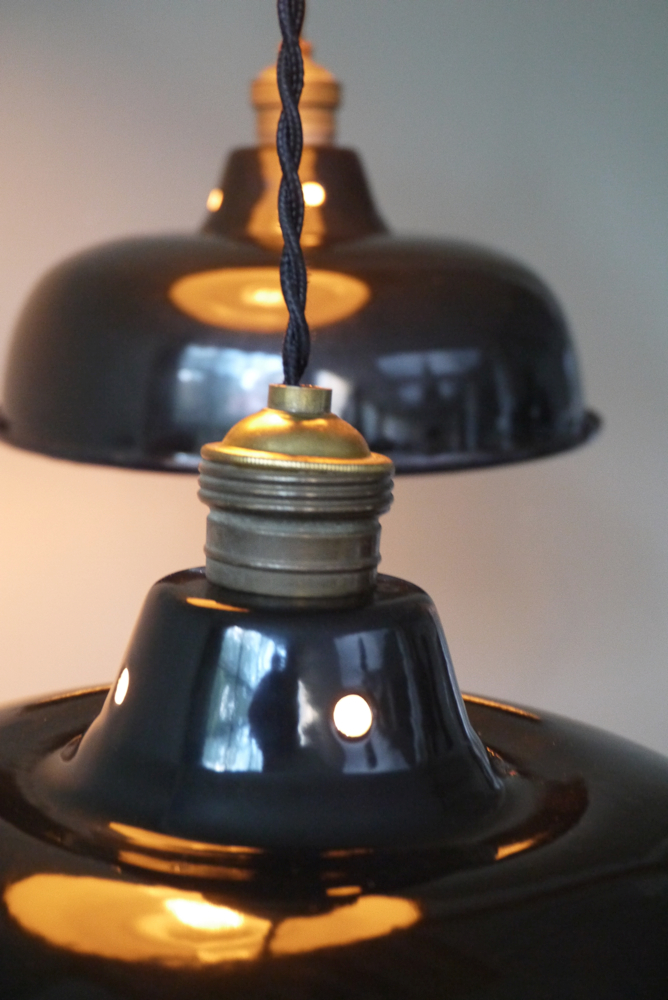 abat jour emaillee lampe industrielle noire – Image 13
