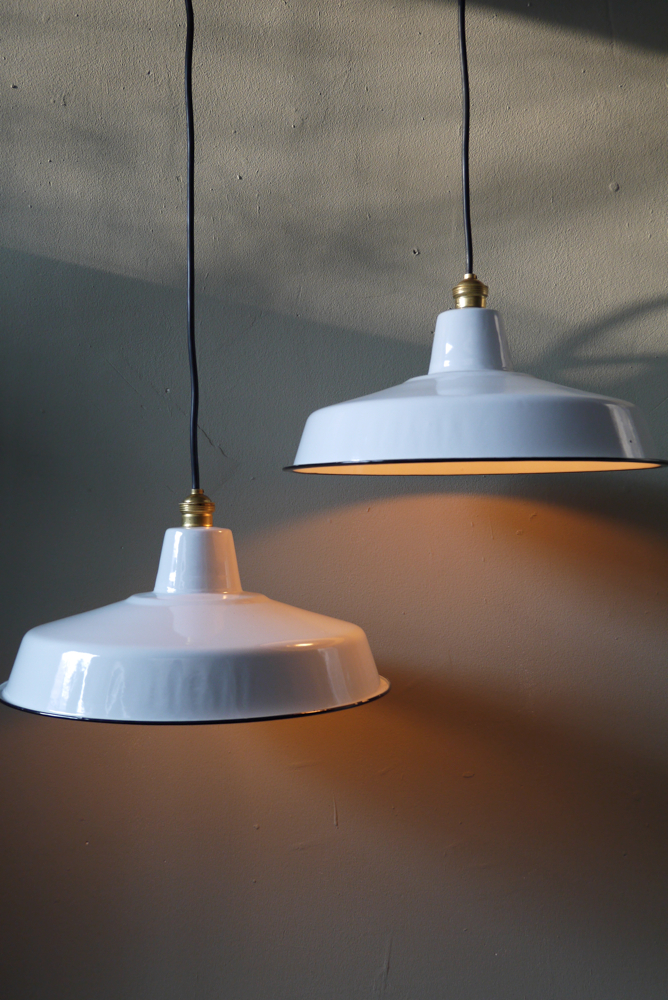 grand abat jour emaillee lampe industrielle blanc – Image 7
