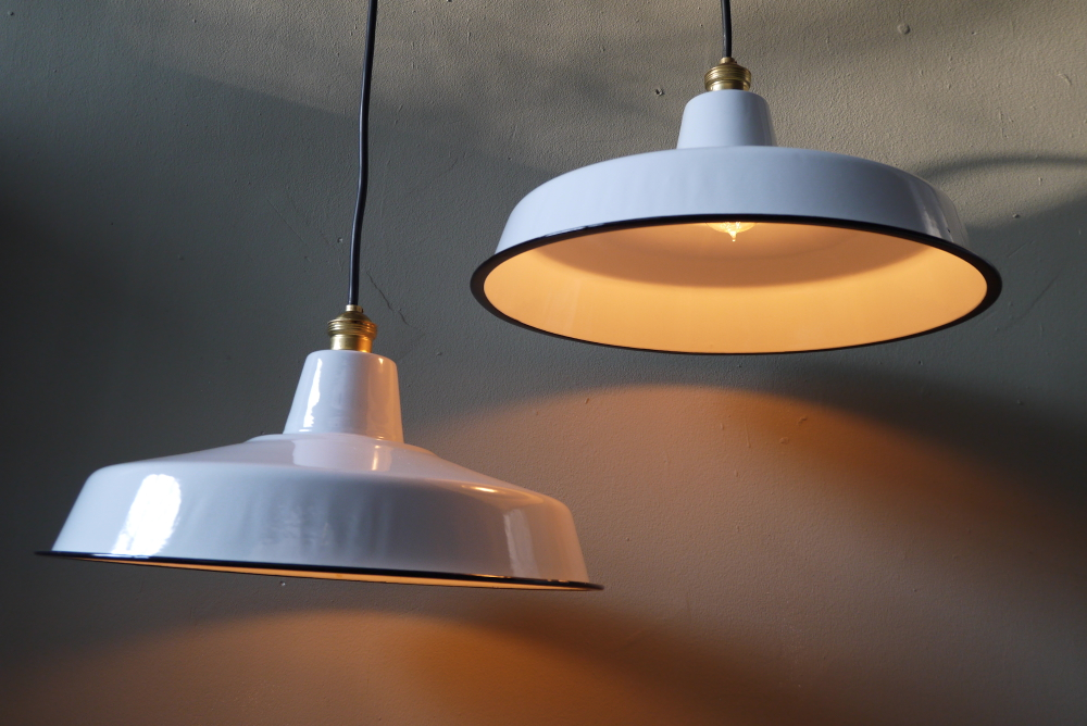 grand abat jour emaillee lampe industrielle blanc – Image 8