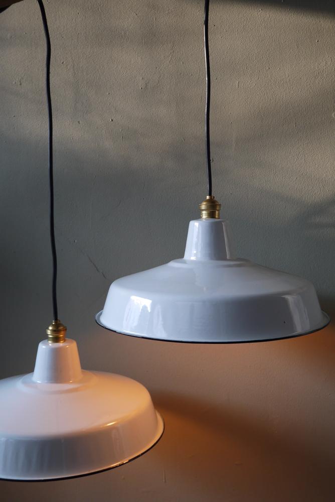 grand abat jour emaillee lampe industrielle blanc – Image 9