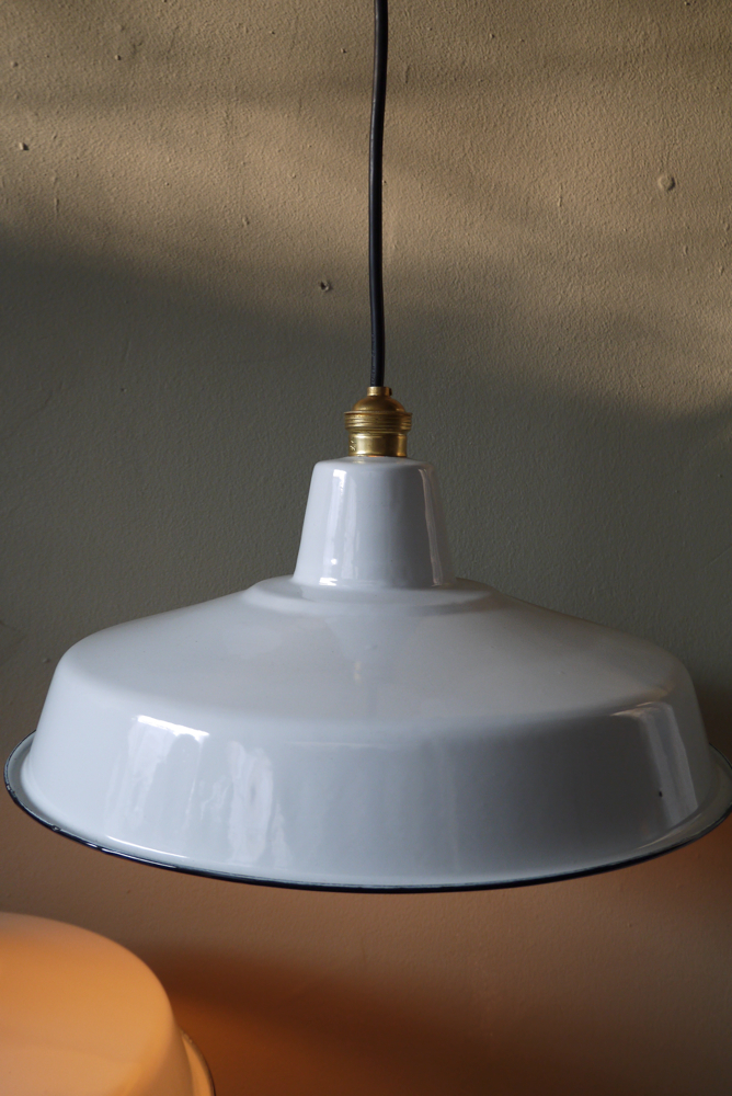 grand abat jour emaillee lampe industrielle blanc – Image 12
