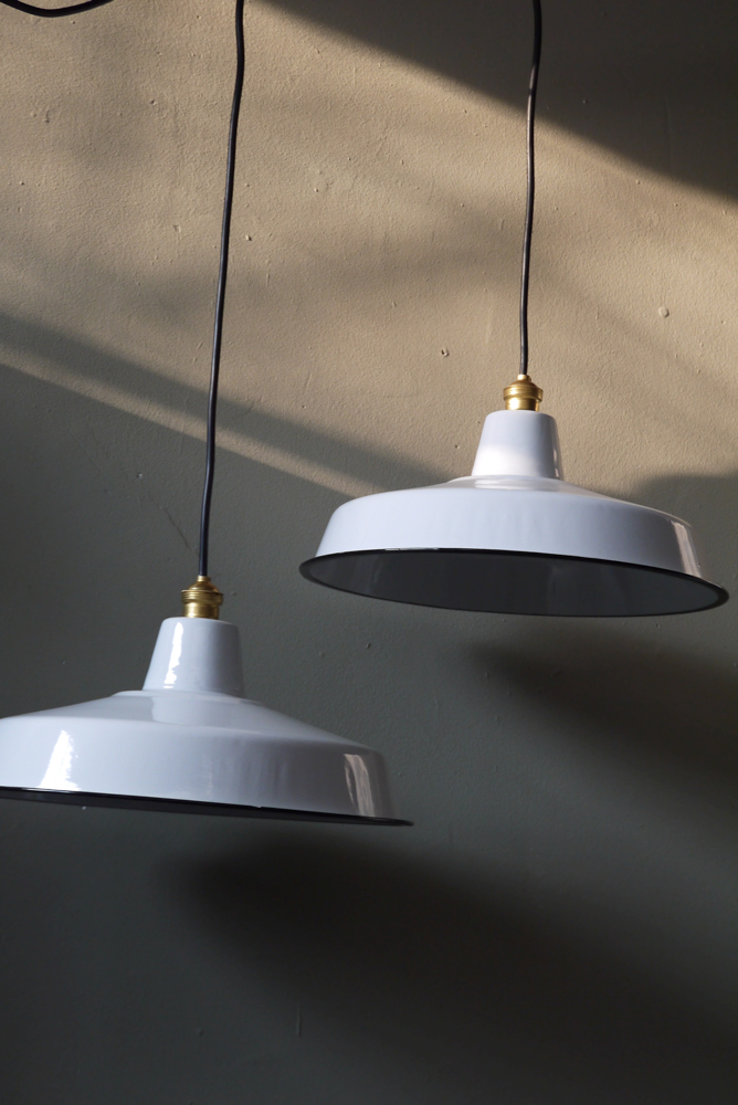 grand abat jour emaillee lampe industrielle blanc – Image 3