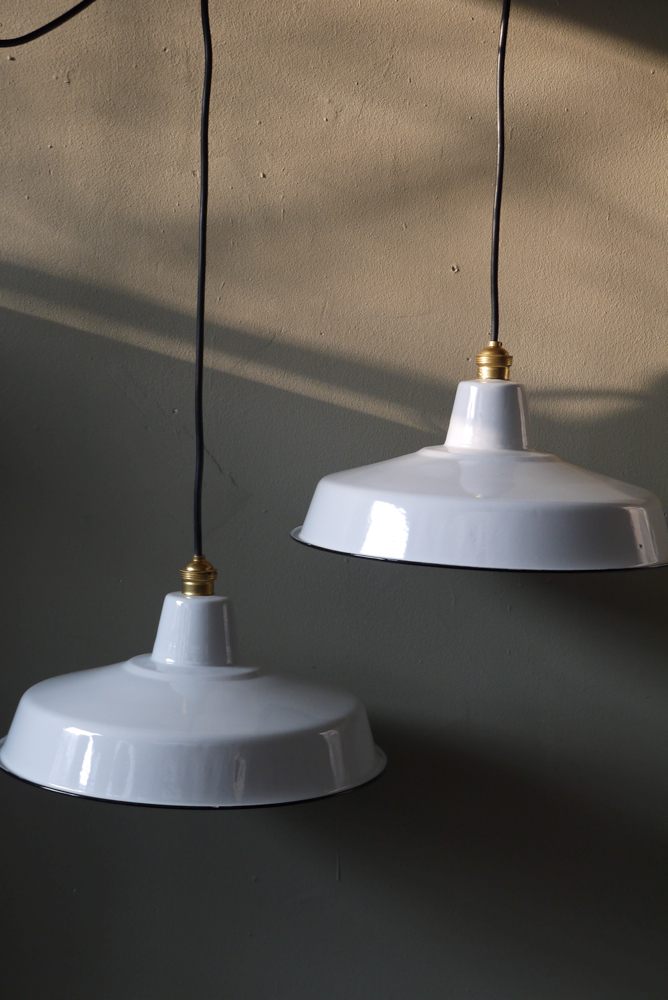 grand abat jour emaillee lampe industrielle blanc – Image 4