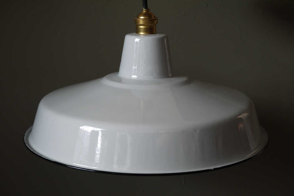 grand abat jour emaillee lampe industrielle blanc – Image 5