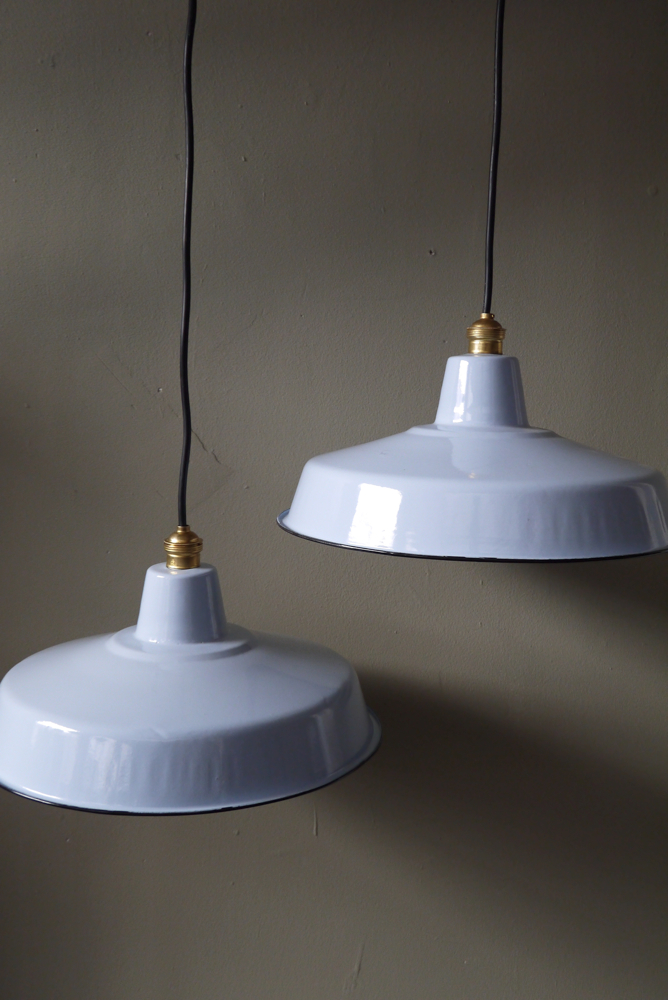 grand abat jour emaillee lampe industrielle bleu – Image 10