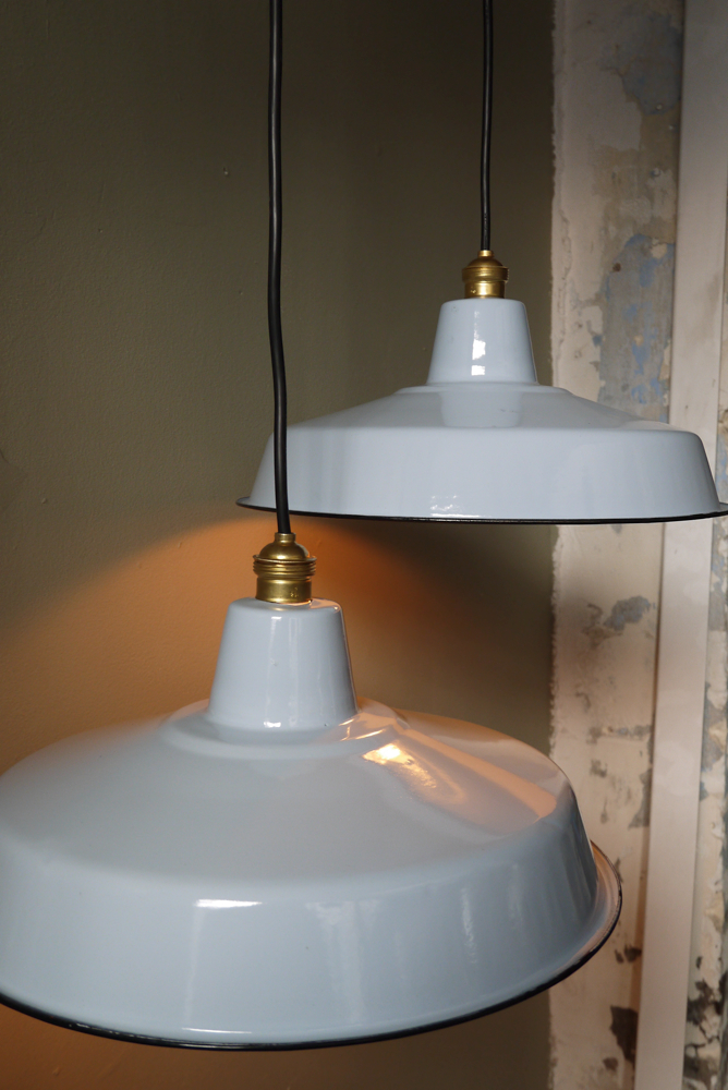 grand abat jour emaillee lampe industrielle bleu – Image 12