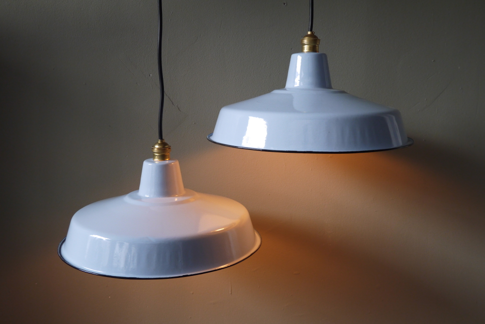 grand abat jour emaillee lampe industrielle bleu – Image 13