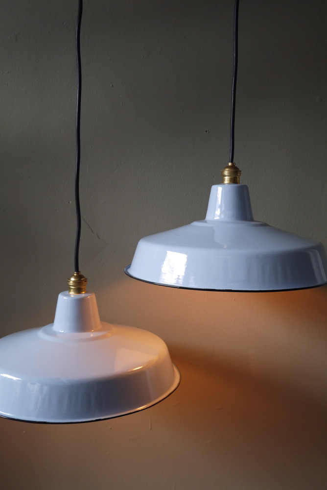 grand abat jour emaillee lampe industrielle bleu – Image 14