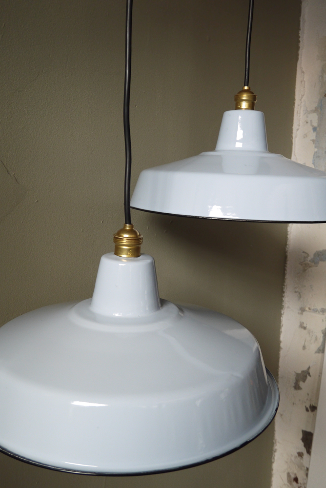 grand abat jour emaillee lampe industrielle bleu – Image 3