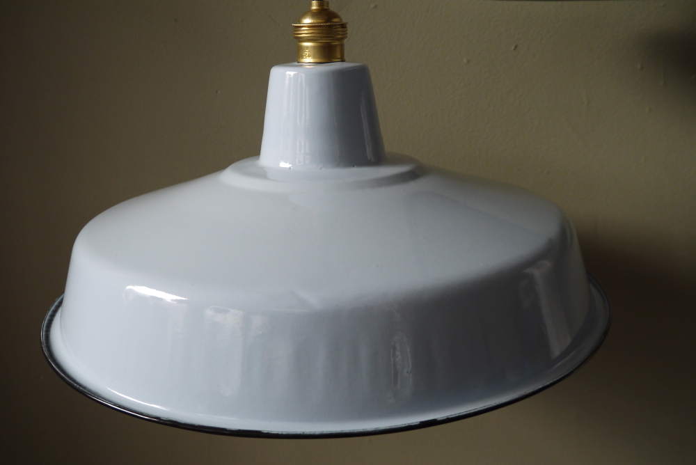 grand abat jour emaillee lampe industrielle bleu – Image 5