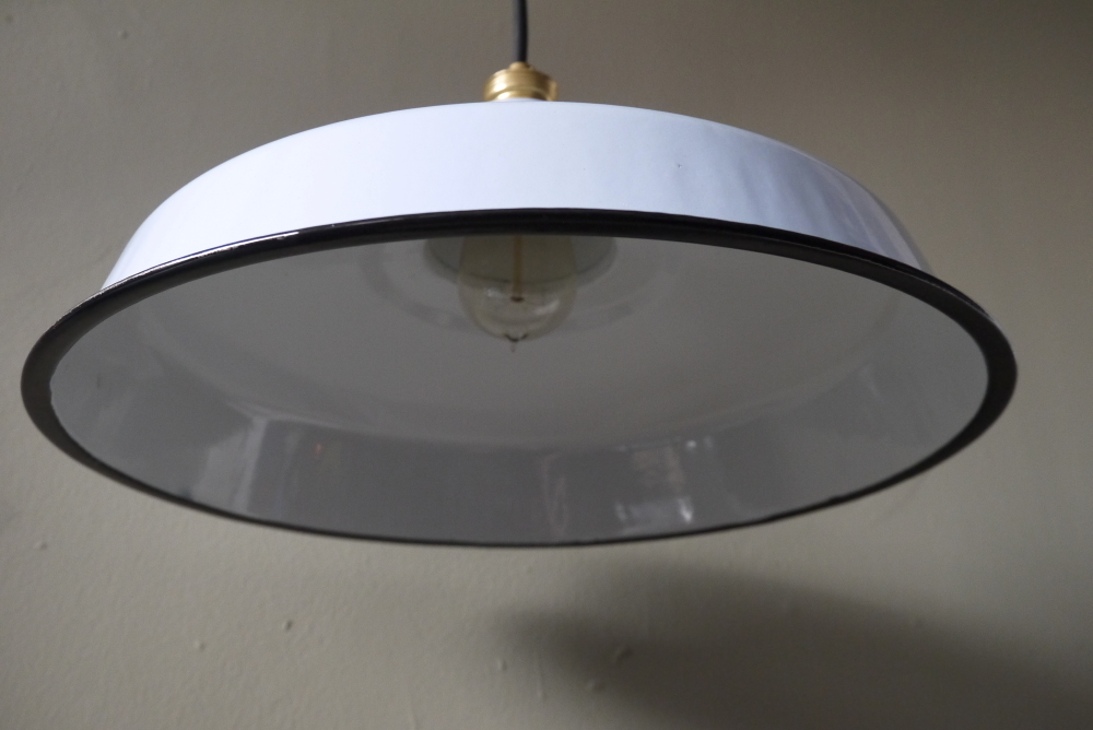 grand abat jour emaillee lampe industrielle bleu – Image 7