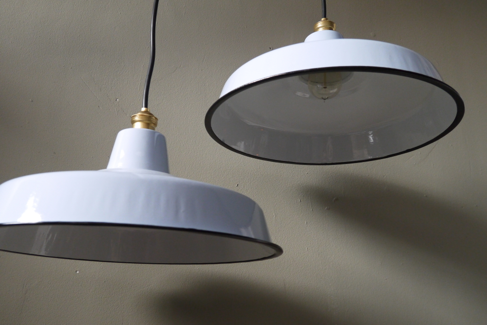 grand abat jour emaillee lampe industrielle bleu – Image 8