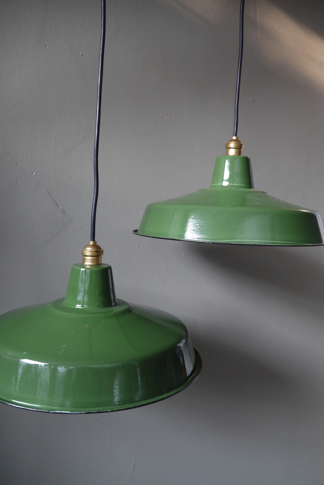 grand abat jour emaillee lampe industrielle vert – Image 5