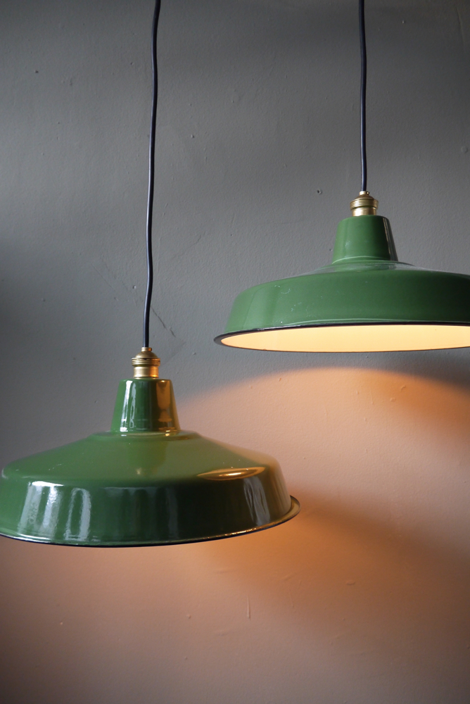 grand abat jour emaillee lampe industrielle vert – Image 7