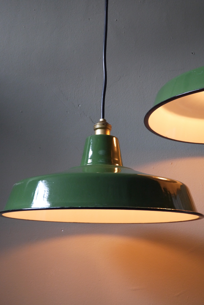grand abat jour emaillee lampe industrielle vert – Image 9