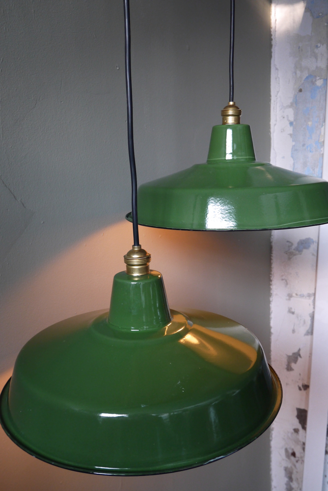 grand abat jour emaillee lampe industrielle vert – Image 10