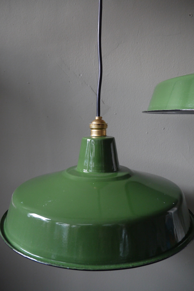 grand abat jour emaillee lampe industrielle vert – Image 4